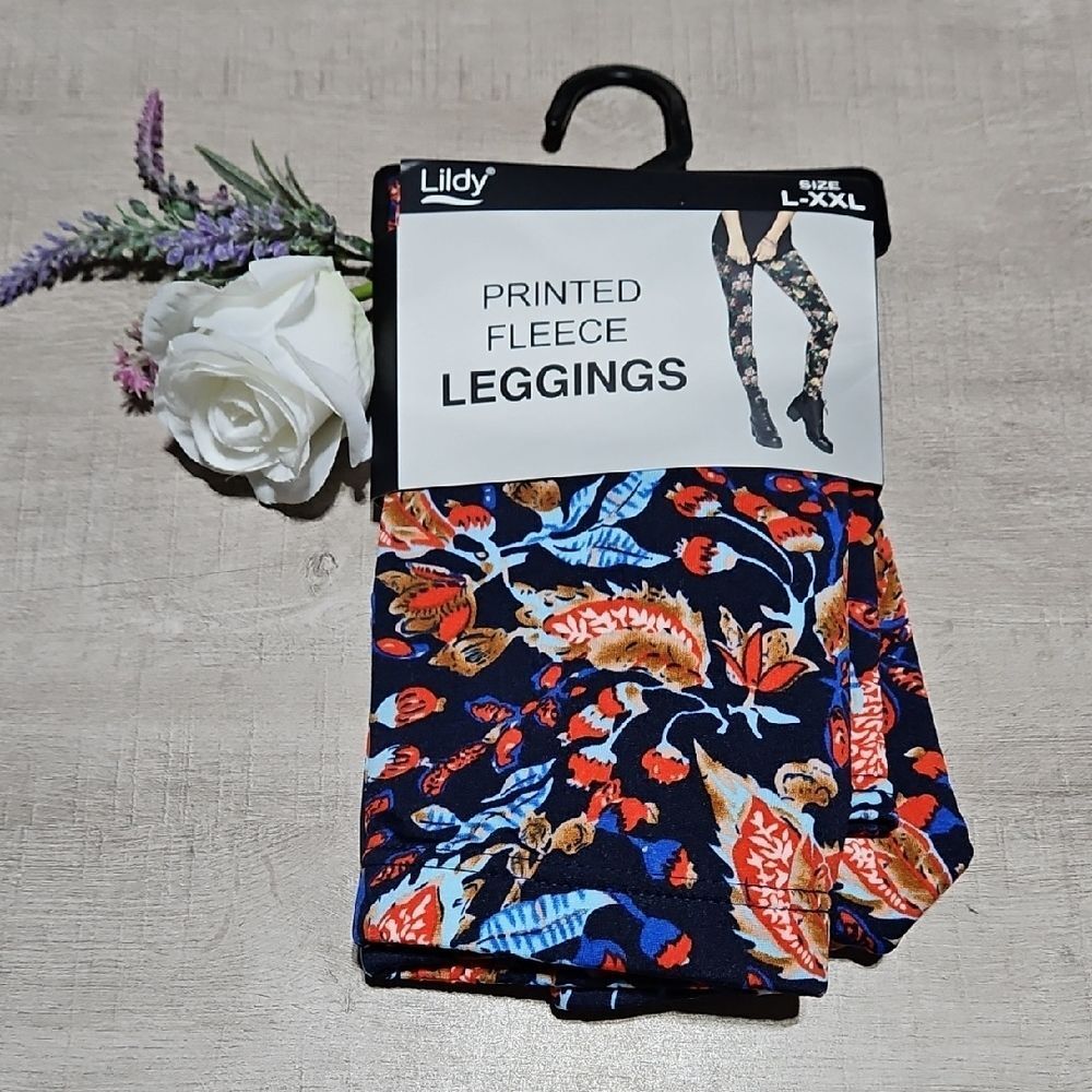 Lildy Floral Printed Cozy Fleece Leggings CLEARANCE